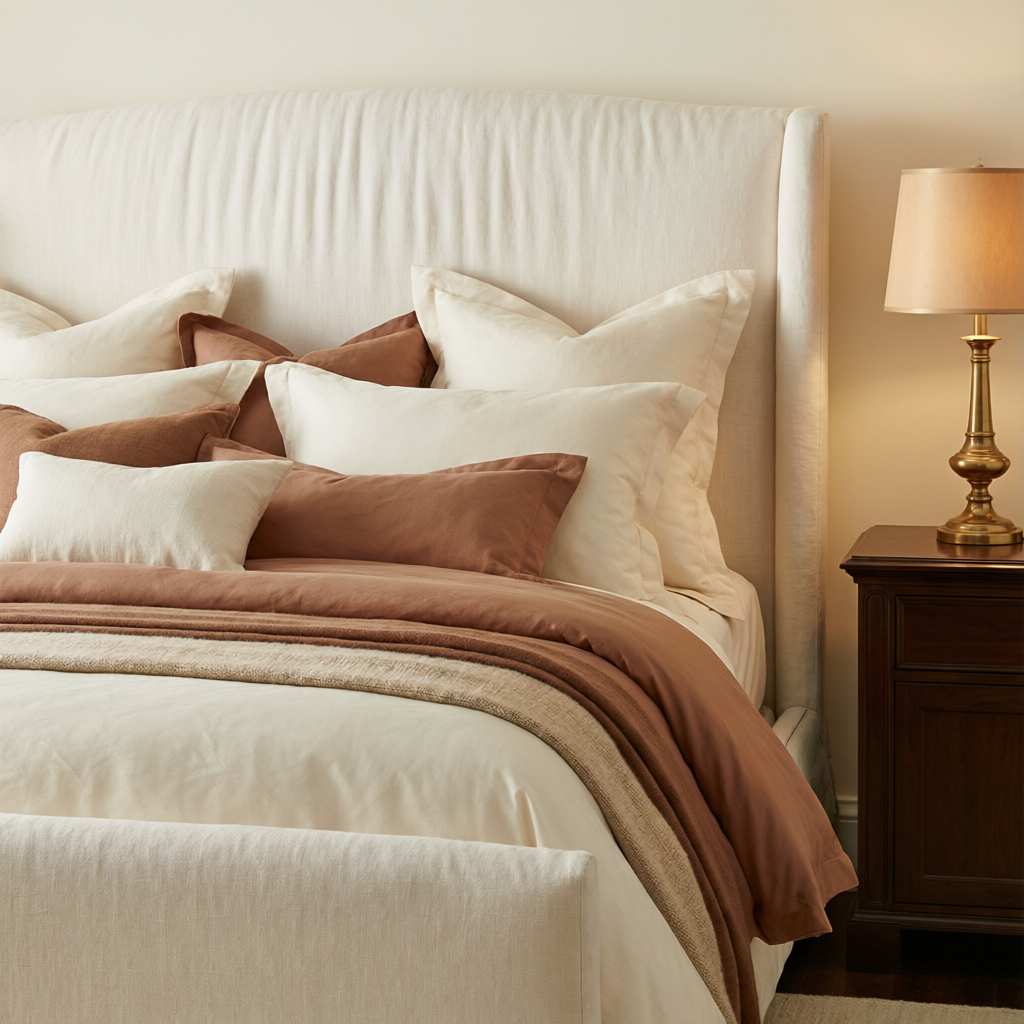 Ivory Linen Upholstered Bed